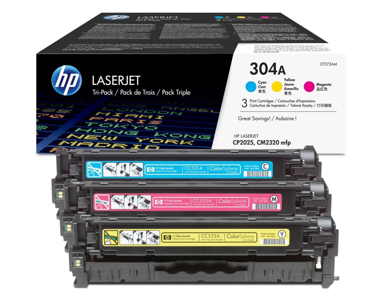 Hp 304A-CF372AM Orjinal Renkli Toner 3'lü Paket