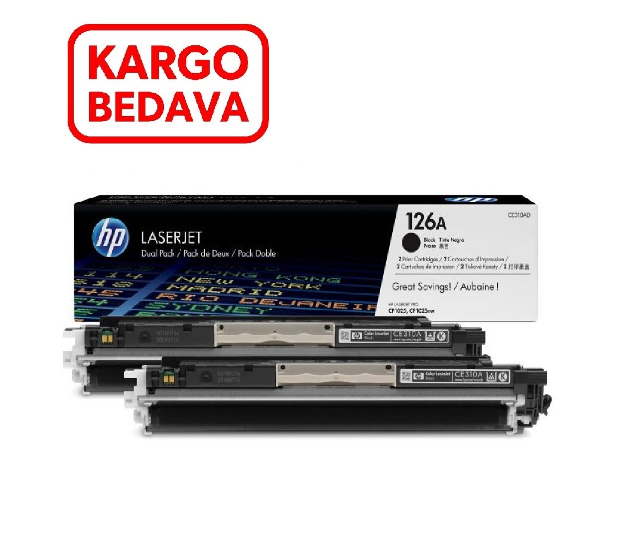 Hp Color Laserjet CP1025nw Orjinal Siyah Toner İkili Paket CE310AD