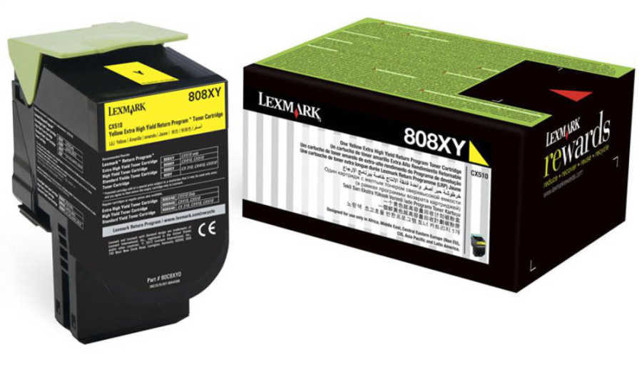 Lexmark 80C8XY0 Orjinal Sarı Toner CX510  Exstra Yüksek Kapasiteli